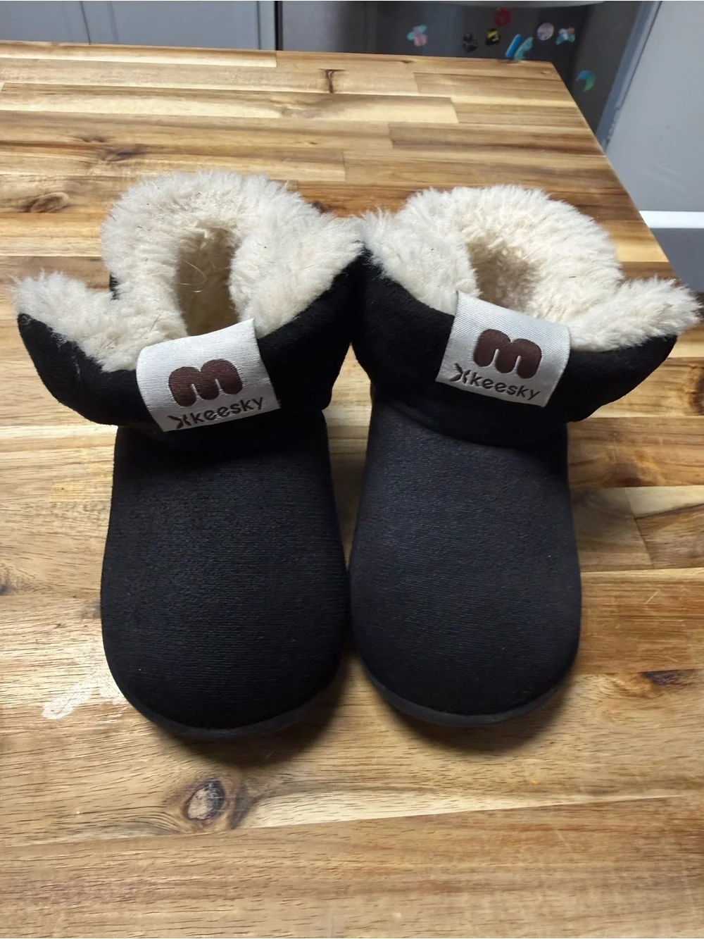 Kids Black Faux-Fur Lined Snow Boots